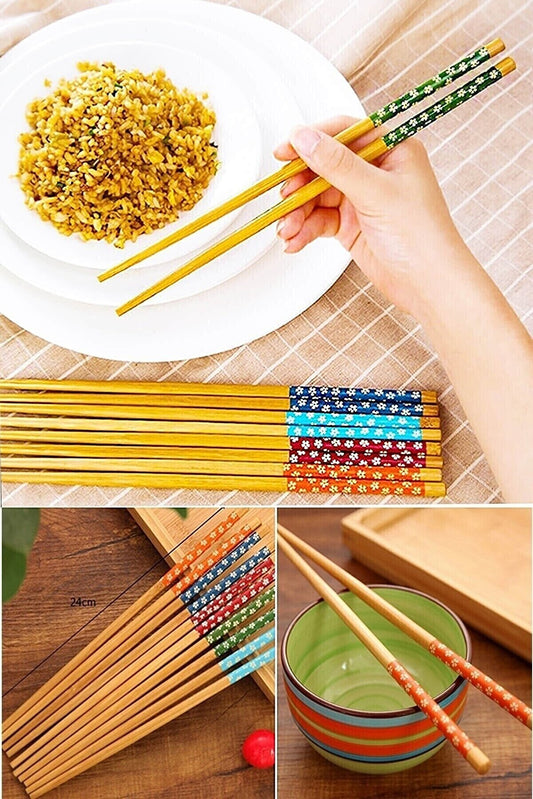 Bambu Chopstick Çubuk Yemek Çubuğu Yıkanabilir Tekrar Kullanılabilir (10 Çift- 20 Adet ) (4989)