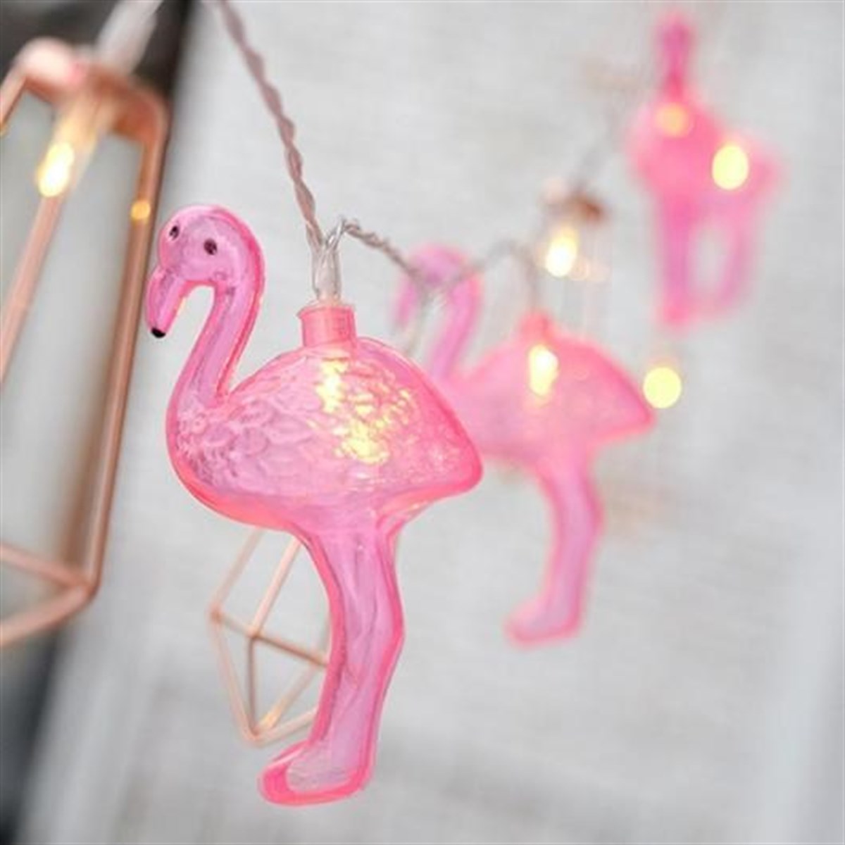 10&amp;apos;lu Pilli Led Flamingo Dekoratif Işık Zinciri Aydınlatma 1,5 Mt (4989)