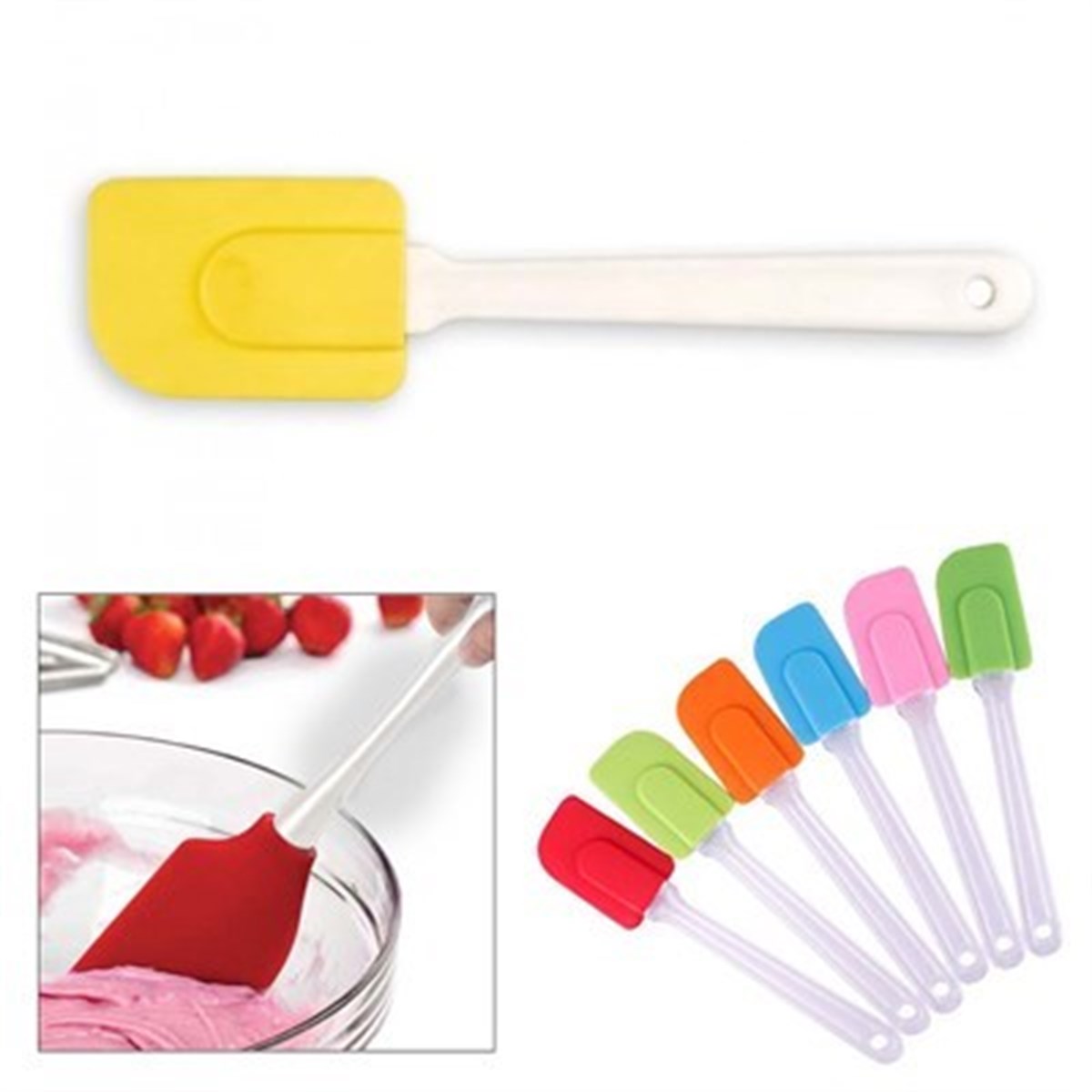 Dekoratif Renkli Silikon Spatula Pratik Sevimli Spatula Kaşık (4989)