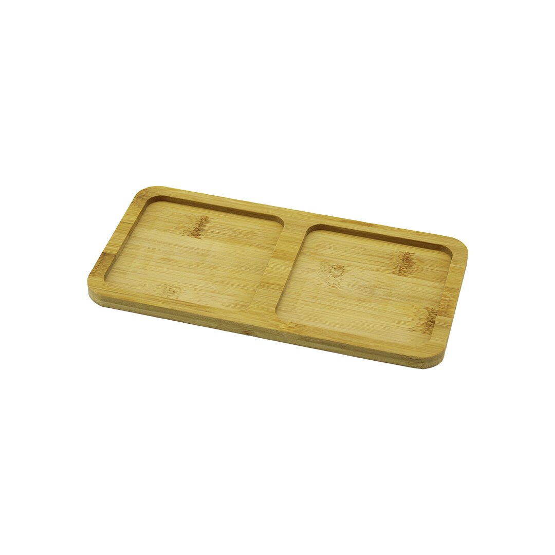 2 BÖLMELİ   DİKDÖRTGEN  AHŞAP BAMBU YAĞDANLIK ALTLIK  MİNİ TEPSİ   20X10X0.8CM (4989)