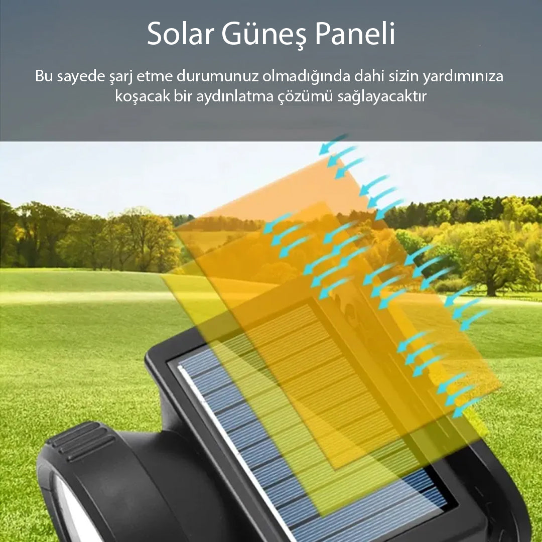 COB LED BEYAZ KIRMIZI SOLAR KAFA LAMBASI FENERİ TYPE-C ŞARJLI 73X77X55MM WH-8868B (4989)