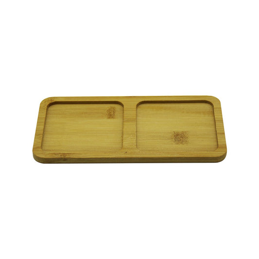 DİKDÖRTGEN - 2 BÖLMELİ - 10X19.5CM  AHŞAP BAMBU YAĞDANLIK ALTLIK (4989)