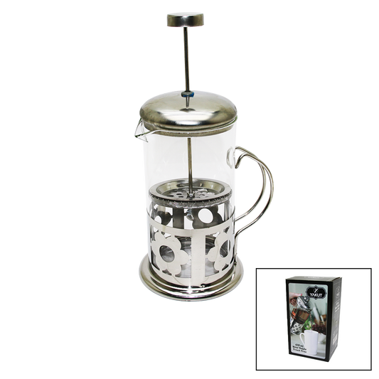 FRENCH PRESS 600ML CAM BİTKİ SÜZGEÇİ METAL KAFES - KAPAK (4989)