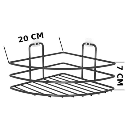 Kendiliğinden Yapışkanlı Montaj Gerektirmeyen Tek Katlı Banyo Askı Köşe Şampuanlık Siyah (4989)