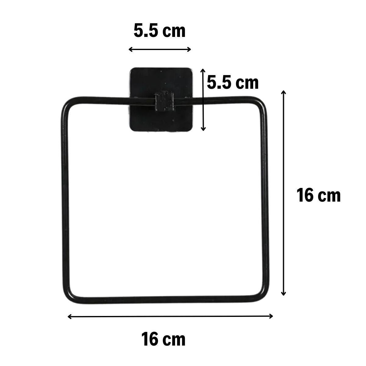 Kendiliğinden Yapışkanlı Siyah Paslanmaz Metal Kare Havluluk (4989)