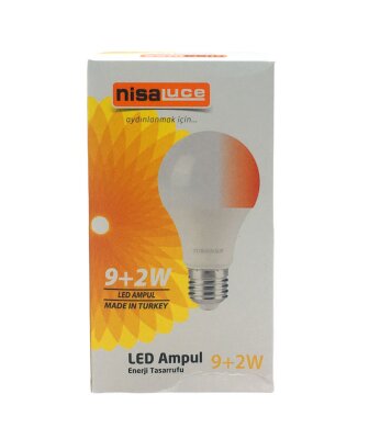 NİSALUCE EAMP-074/BK 9+2W E27 BEYAZ-KIRMIZI LED AMPUL (4989)