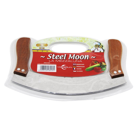 STEEL MOON ÇİFT AHŞAP SAPLI ZIRH BIÇAK KESİCİ - DOĞRAYICI 24 x 14 x 1,5 cm (4989)